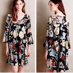 Anthropologie Black Floral Dress